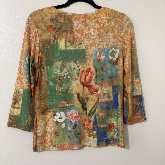 Vintage Y2K Yellow Fairycore Fairy Grunge Boho Artsy Soft 3/4 Sleeve Blouse S - Picture 6 of 8